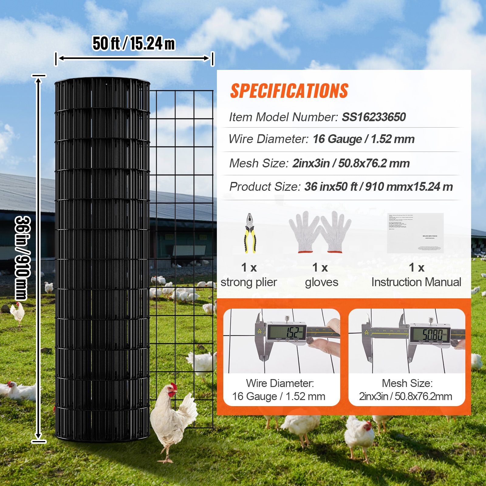 Galvanised Hardware Cloth Wire Mesh Roll For Chicken Coop Fencing_voghion.com